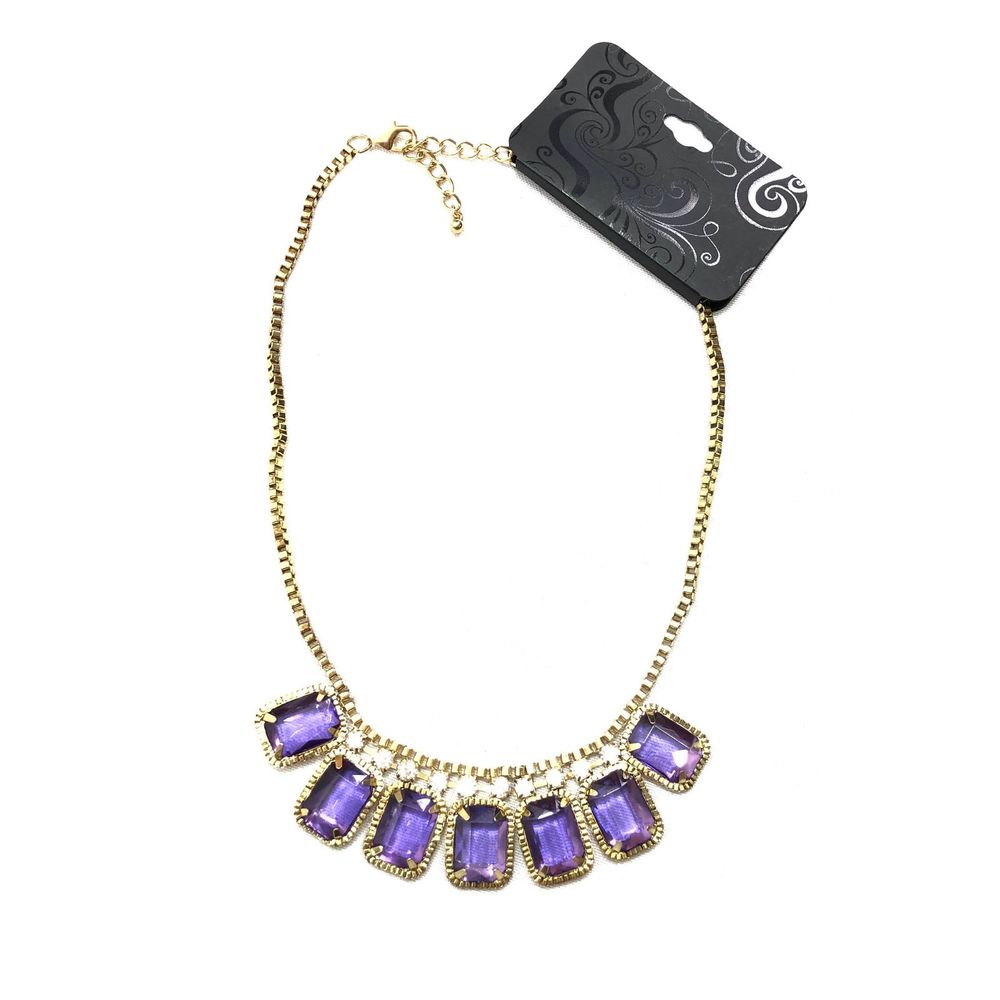 GNW Statement Necklace Purple Rhinestone NEW
